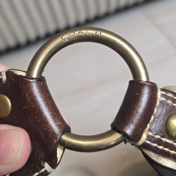 Vintage Coach Hobo Ivory Color, Studded, Appliqued Pebble Leather Handbag - Picture 9 of 9